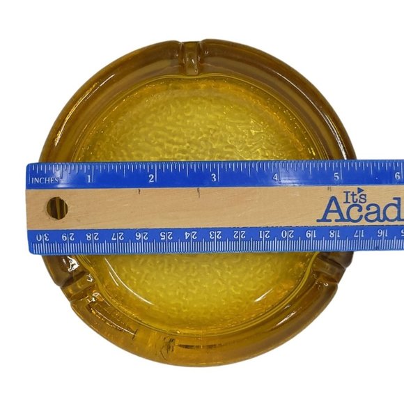 Vintage Amber Pebble Textured Bottom Glass Ashtray READ Trinket 5.5" Diameter - Picture 10 of 11